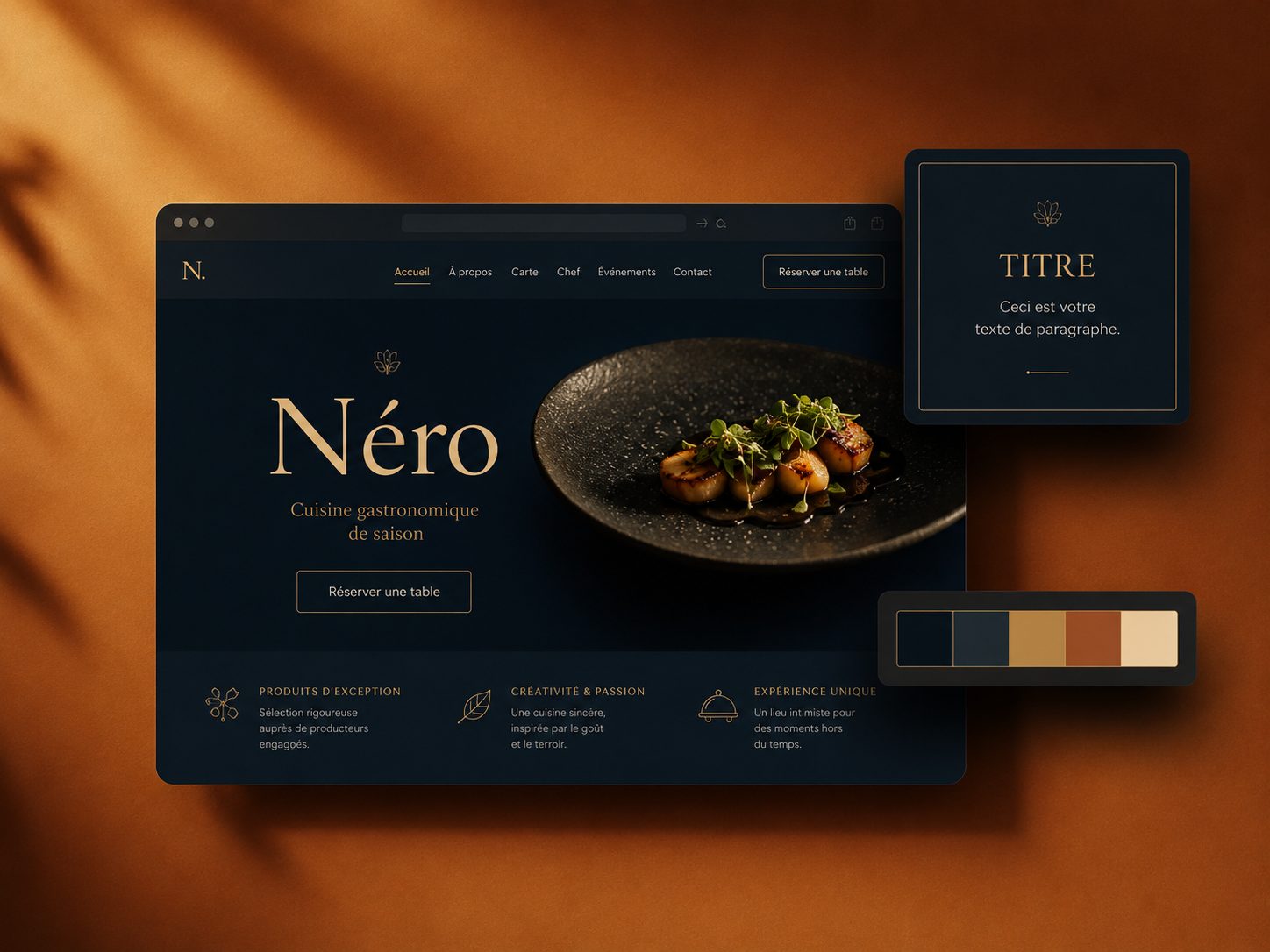 Site restaurant gastronomique — Néro, créé avec WilSam Studio