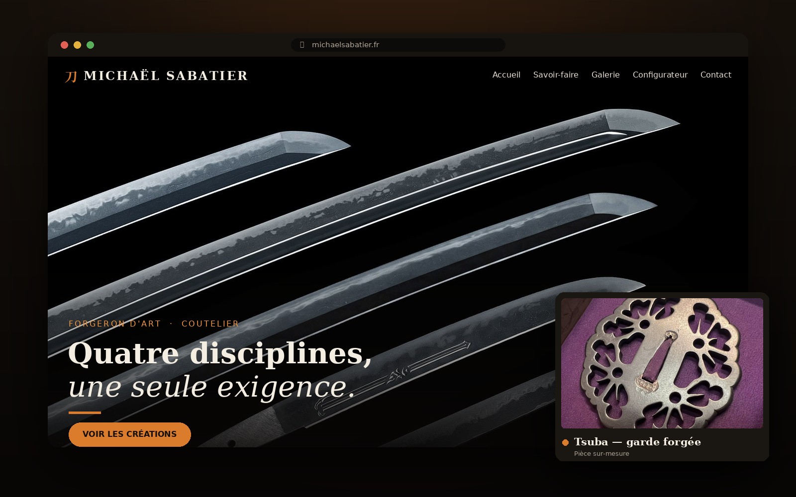 Site Michaël Sabatier, forgeron d'art et coutelier